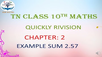 TN 10TH MATHS CHAPTER2 EXAMPLE 2.57 @ssbmaths