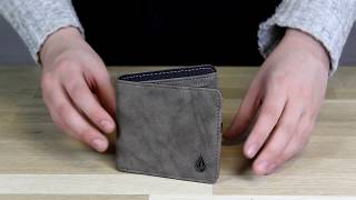 Volcom Slim Stone Faux Leather Wallet in Pewter