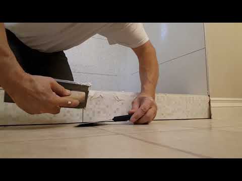 How to grout unfinished tile edge. Затирка швов плитки
