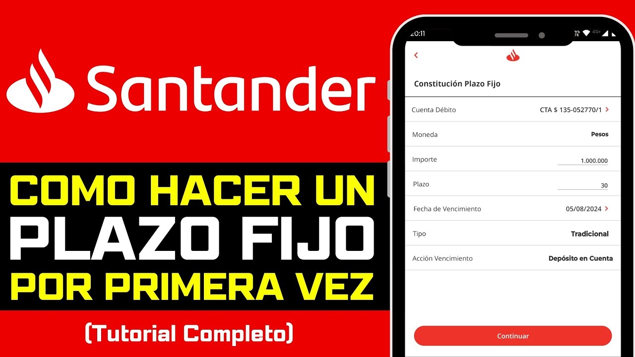 Como Hacer un Plazo Fijo en Banco Santander por Primera Vez - YouTube