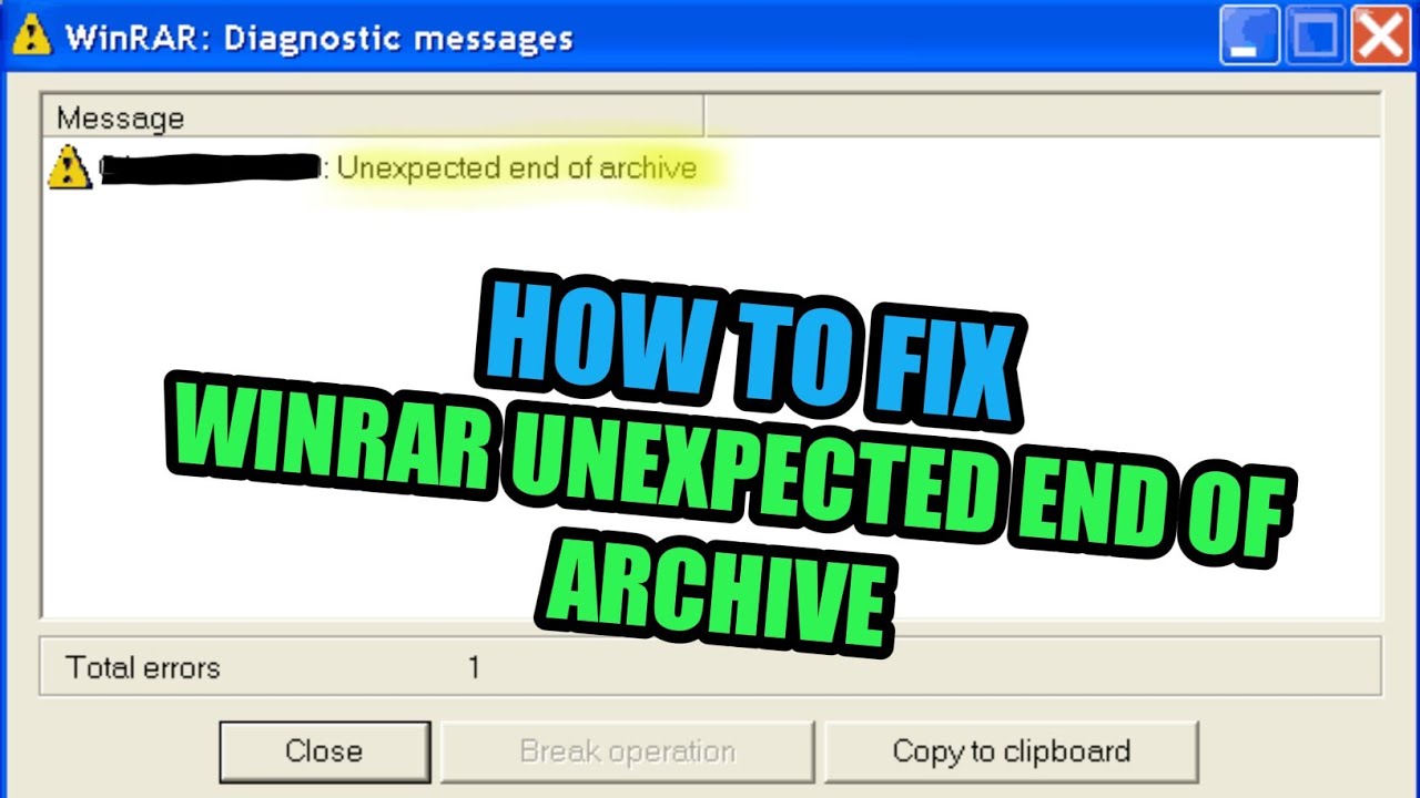 winrar unexpected end of archive download