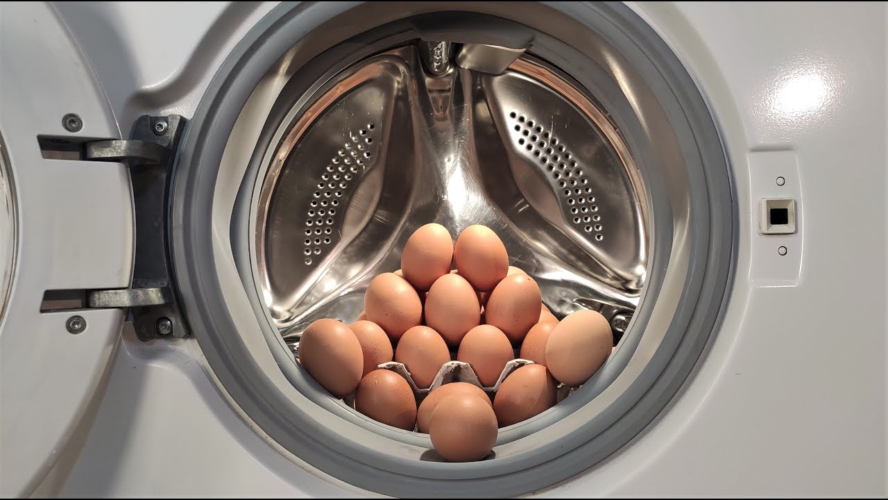 Experiment Eggs Mania in a Washing Machine YouTube