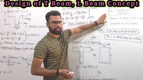 Design of T Beam , L Beam Concept, Effective Width of T Beam and L Beam. By krishna Sir