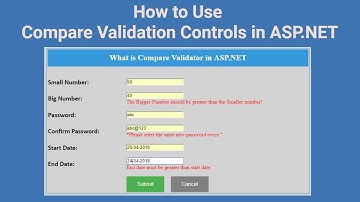 (#9) How to use Compare Validator in ASP.NET  | ASP.NET Tutorial