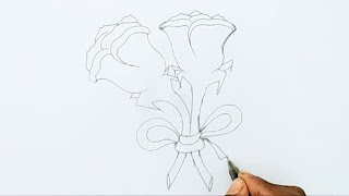 Very Easy rose Drawing | Haw To Draw Biutyfull rose Drawing | Easy Rose Drawing