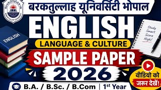 English language and indian culture latest paper 2026 for all Mp University students ba first year