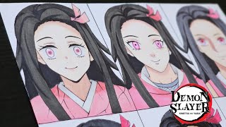 Drawing Kamado Nezuko in Different 9 Anime Styles||Demon Slayer : #nezuko #demonslayer #different