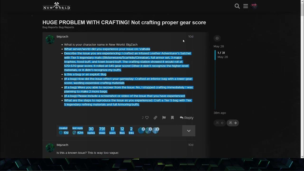 New World Crafting Bug (UPDATED 6/8) ITS FIXED NOW YouTube