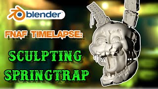 [Blender3D/FNaF] Sculpting A Springtrap Head! || Timelapse