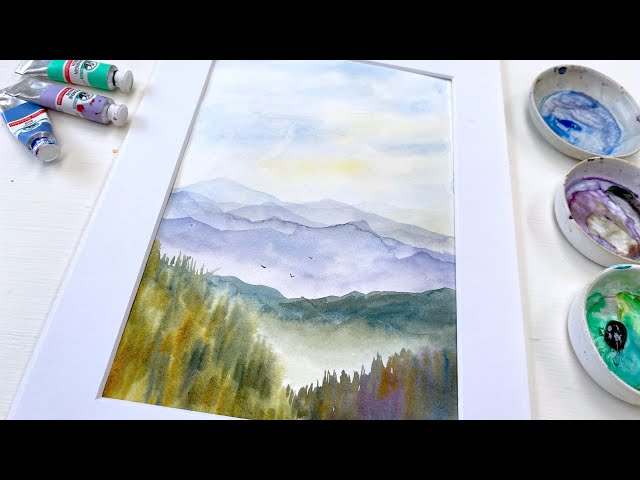 How to Paint an Easy Misty Mountain Landscape in Loose Watercolors