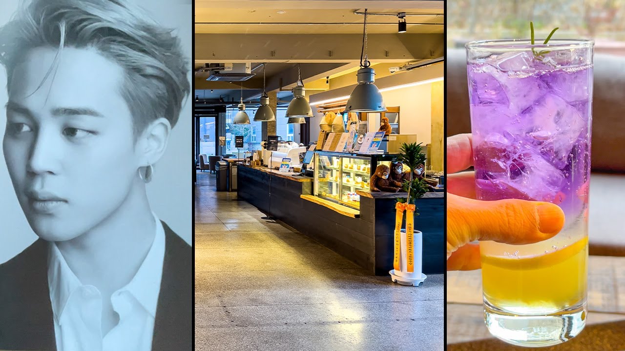 ร้าน กาแฟ bts  2022  BTS พ่อของจีมิน BTS เป็นเจ้าของ A Cafe MAGNATE ในทัวร์ปูซาน 💜 โลกสีม่วง 방탄소년단 지민