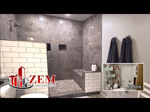 Large Walk In Tile Shower | Bathtub Conversion | Full Bathroom Remodel | Time Lapse