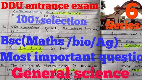 DDU entrance exam /Bsc(Maths/bio/Ag) / most important question with solution [SERIES6]