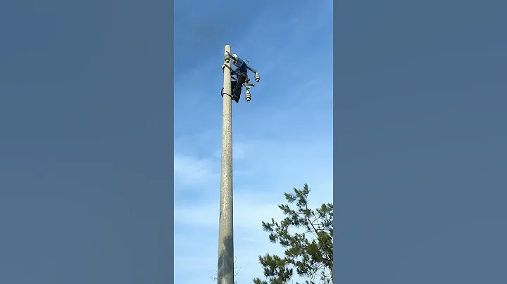 Workers installing utility poles-Good tools and machinery can enhance work efficiency #workers