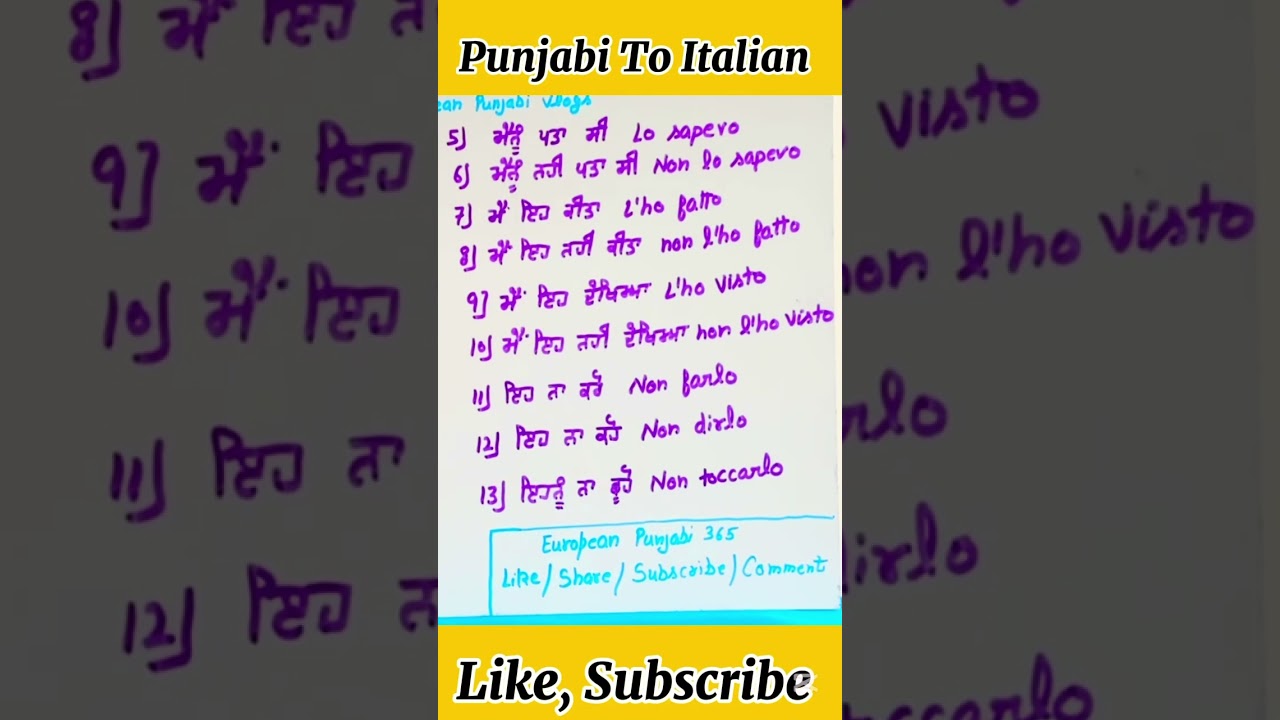 Learn 🌍✈️ Italian Basics in punjabi 🚀- Start Speaking Today! 📚 #learnitalian #punjabi