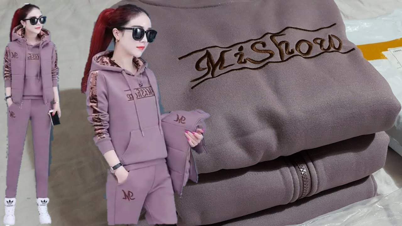 Women Suit Tracksuit Winter 3 Piece Set Hoodies+Vest+Pants Casual Suit Plus Velvet Warm (ALIEXPRESS)