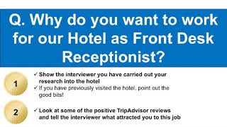 Hotel Receptionist   Front Desk Agent Interview Questions And Answers Tutorial