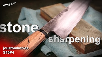 Pro bladesmith shows a beginner how to epoxy glue handles for knives! Part 4
