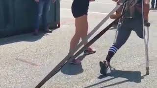 DIsabled girl doing amazing workout