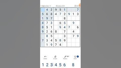 Daily Challenge (11 September 2022) - Game play sudoku