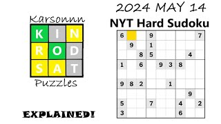2024 MAY 14 - NYT Hard Sudoku Solve