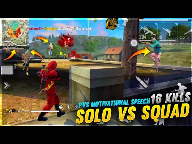 Solo vs Squad Unbeatable Best Gameplay Moment - Garena Free Fire 