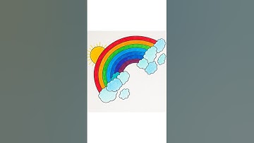 🌈 Beautiful Rainbow Scenery Drawing| Easy scenery Art for beginners #shorts