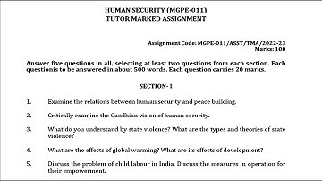 MGPE 011 IGNOU SOLVED ASSIGNMENT 2022 2023 || ENGLISH || HUMAN SECURITY   JULY 2022   JANUARY 2023