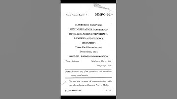 MBA Question paper | Dec 2024 | MMPC007 | Business Communication #shorts #ignou #mba #mmpc #sem1