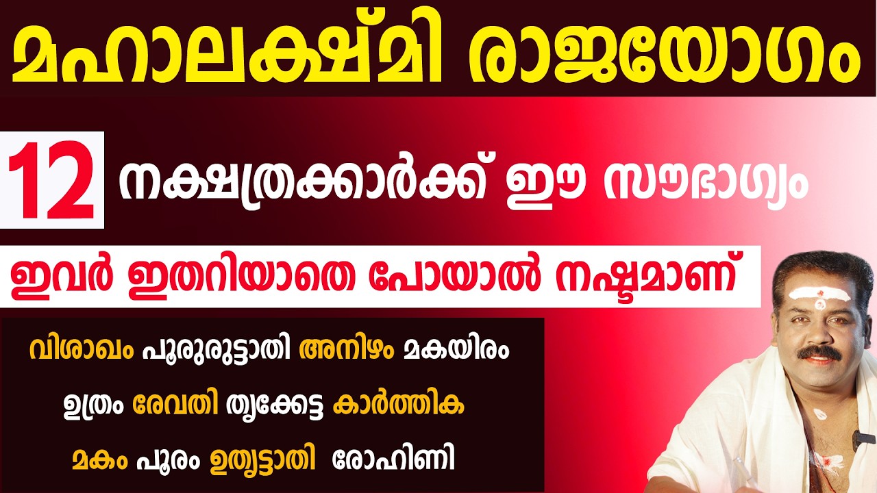 മഹാലക്ഷ്മി രാജയോഗം | ഈ 12 നക്ഷത്രക്കാരിൽ നിങ്ങളുണ്ടോ | Mahalakshmi Rajayogam 2026