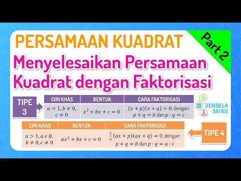 Persamaan Kuadrat •Part 2: Menyelesaikan Persamaan Kuadrat dengan Pemfaktoran / Faktorisasi Tipe 3&4