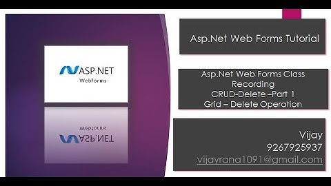 CRUD-Delete | Grid - Delete | Command Name and Command Argument | Asp.Net Class Recording | By Vijay