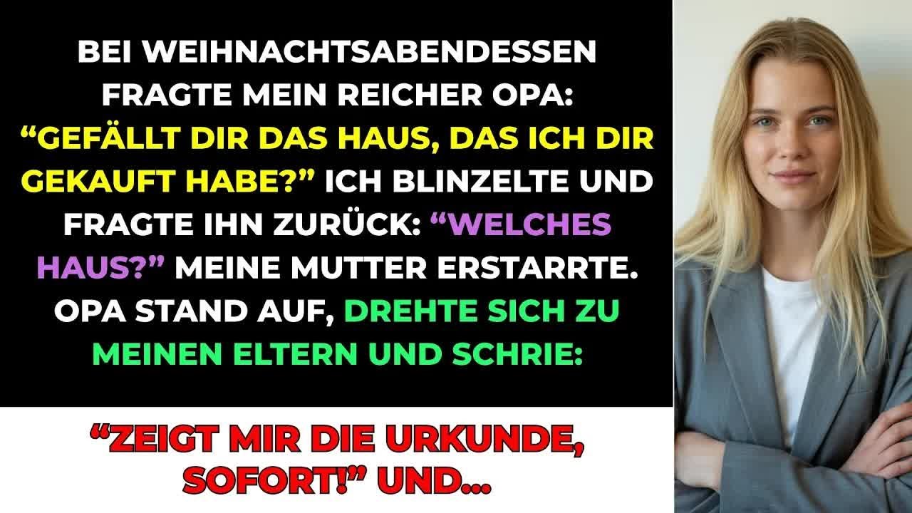 Am Weihnachtsabend erhob Opa Ernst sein Glas, blickte mir direkt in die Augen und fragte: „Gefällt dir das Haus, das ich dir gekauft habe?“ Ich hatte keine Ahnung, wovon er sprach. Meine Mutter...