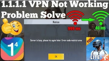 1.1.1.1 VPN NOT WORKING SOLUTION/PUBG LITE 1.1.1.1 VPN  NOT WORKING PROBLEM SOLUTION