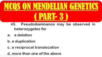 MCQS ON MENDELIAN GENETICS *PART 3* | GENETICS MCQ QUESTION & ANSWER