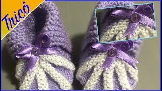 sapatinho de trico duas cores