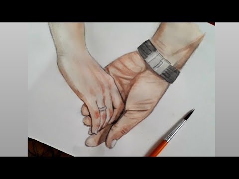 خطواتي رسم ايدين متشابكة    