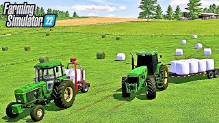 I WRAPPED 100 GRASS BALES FOR FEED FOR THE COWS !!! | Roleplay | Farming Simulator 22