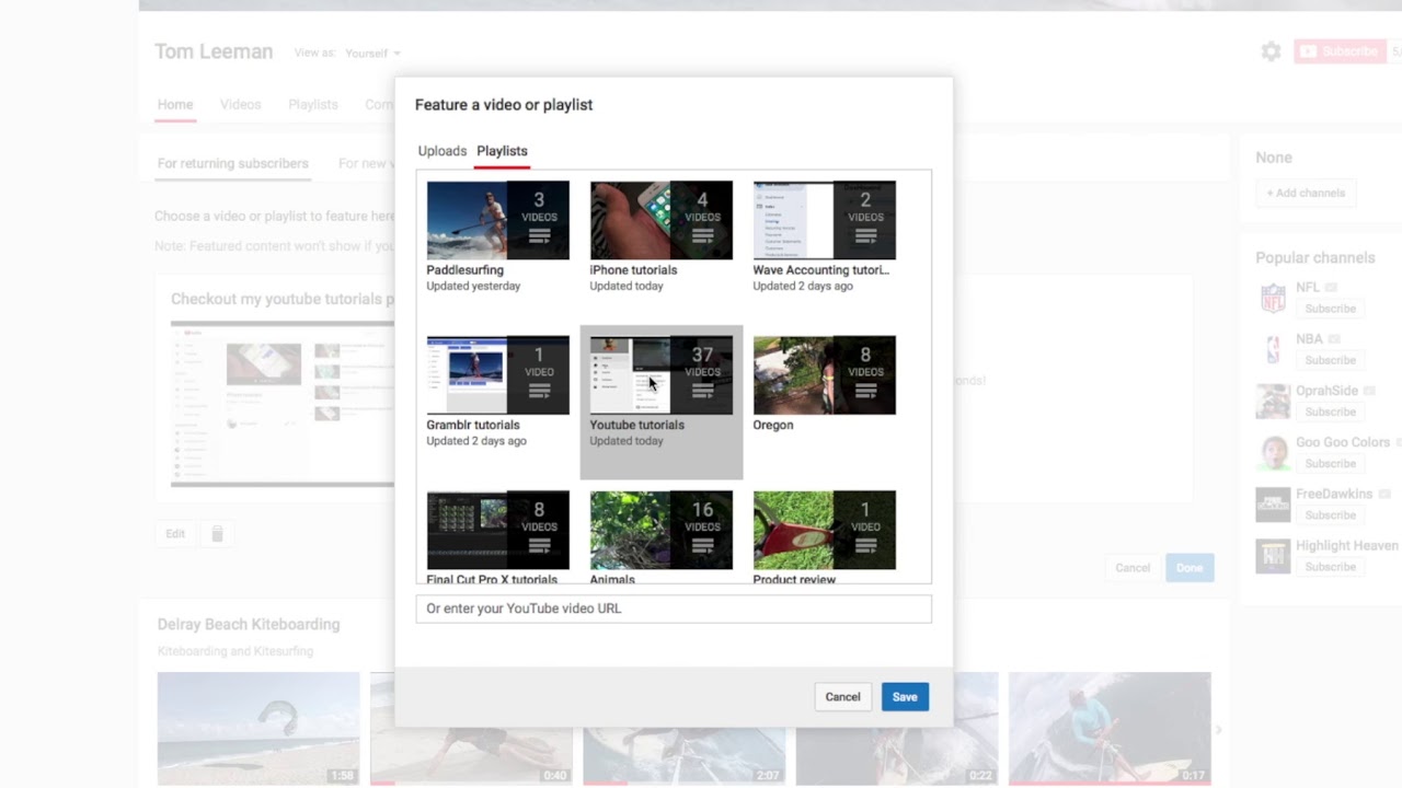 How to change the featured video or playlist on your youtube channel ...