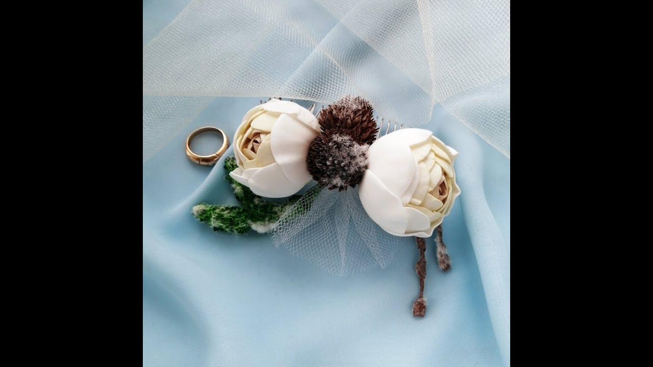 Small bridal hair accessory, flower hair comb. Весільний квітковий гребінець 🌅🌅🌅☁️☁️☁️