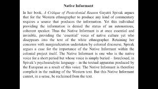 Native Informant (Postcolonial Studies)