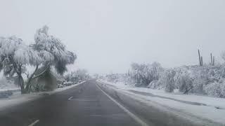 Driving through the SNOW in SCOTTSDALE ARIZONA February 22 2019