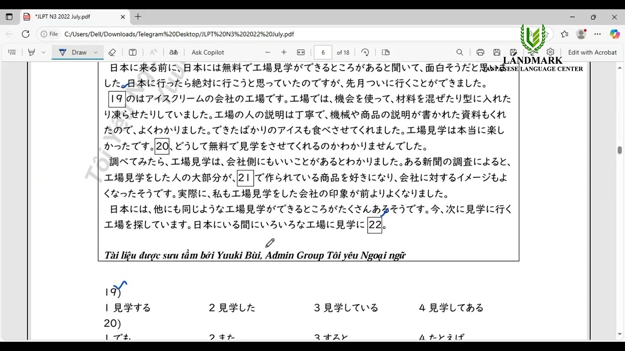 📌2022 July JLPT N3 Grammar (Mondai 3)