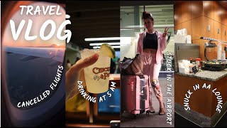 Travel Vlog: Stuck in the airport for 24 hours   Cancelled flight   Airport lounge   Delays & more