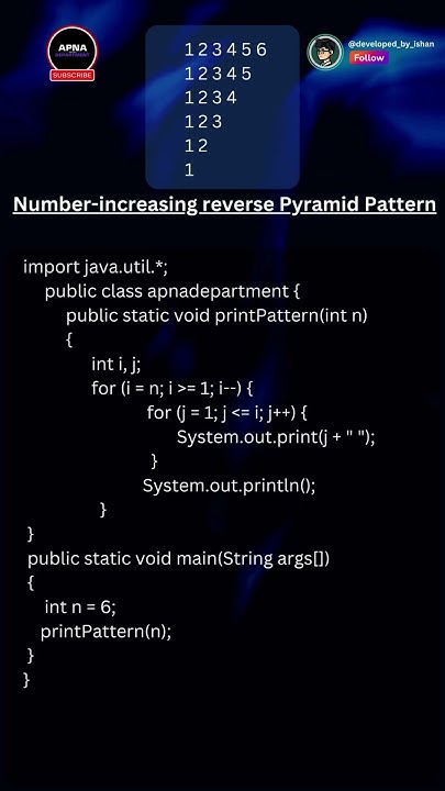 Java Number increasing reverse Pyramid Pattern || @apnadepartment ...