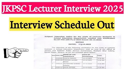Jkpsc Lecturer Exam Interview Schedule Out - Kashmiri Subject 