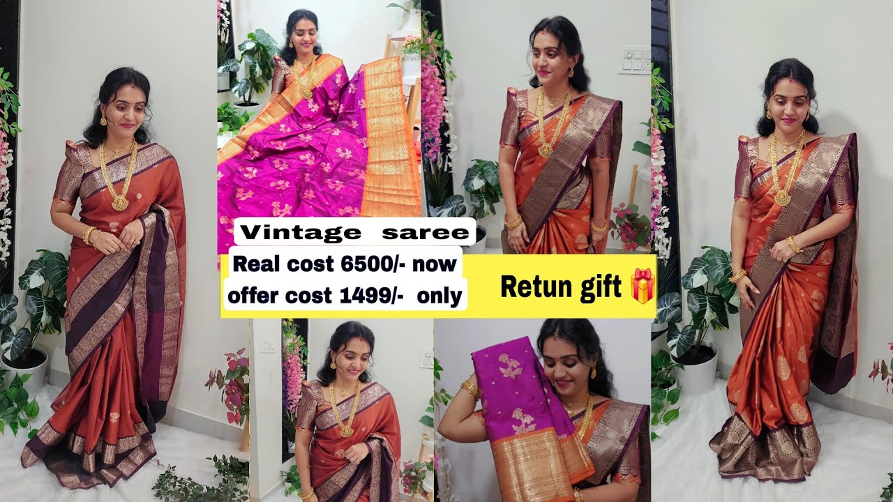  online most trending vintage collection ✨️ best offer sale 🥳  kanjivaram silk saree  🥻  