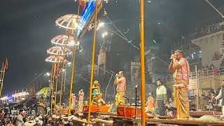 Ganga Aarti Puja in Varanasi🙏 #gangaaarti #puja #goddess #spritual #devotees #ghat #gratitude #vlog