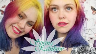 Spring rainbow gradient hair - hair dye tutorial