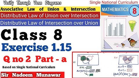 Class 8 Exercise 1.15 SNC PCTB Maths Ex 1.5  Verify through Venn diagram  in Urdu Hindi Sir Nadeem